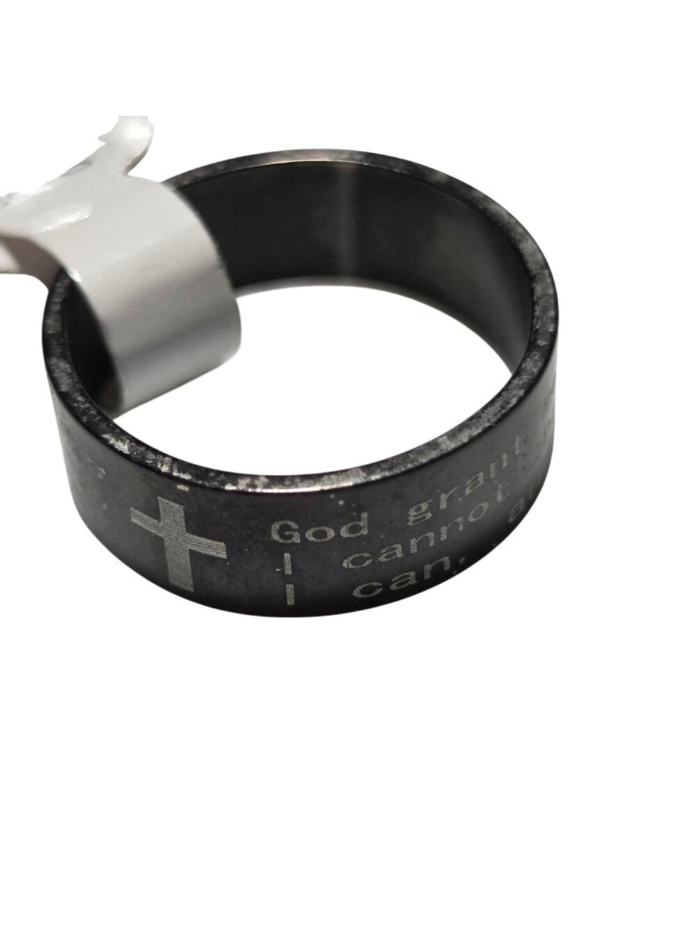 Stainless Steel Serenity Prayer Ring Size 7.75 Cross Engraving Durable Design